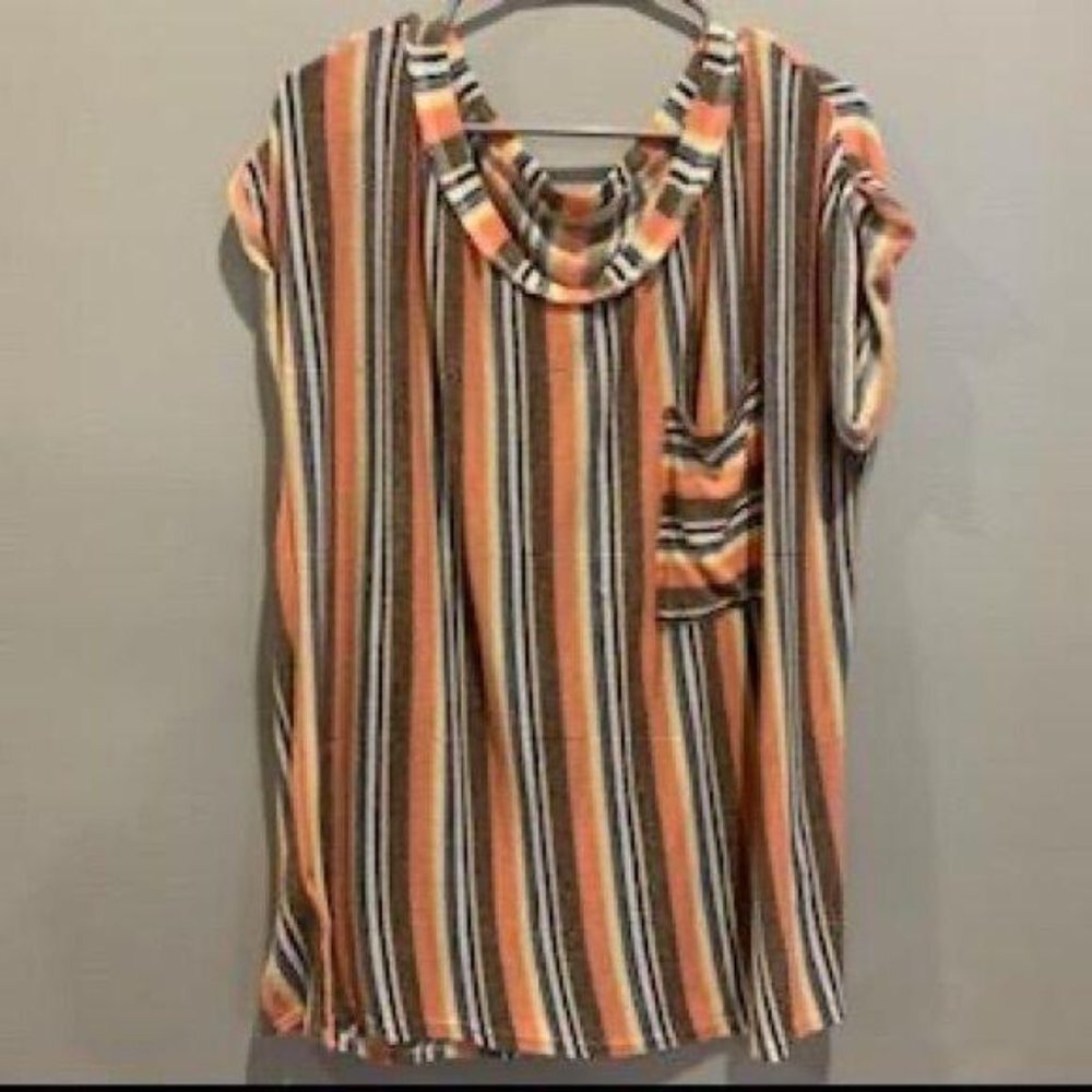 A Beautiful‎ Soul contrasting stipe shirt, EUC, 1X
